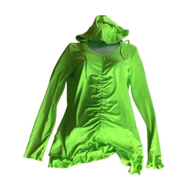 Calvin Klein Performance Quick Dry Womens Green Hooded Long Sleeve Ruched Top M - Picture 8 of 10